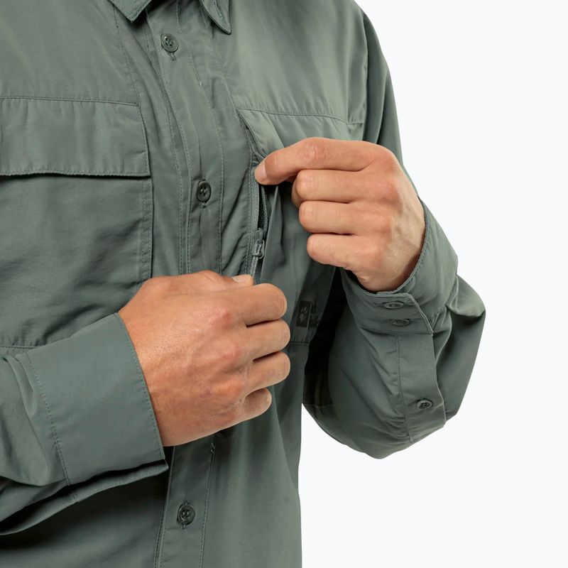 Camicia da trekking Jack Wolfskin Barrier L/S hedge verde uomo 4