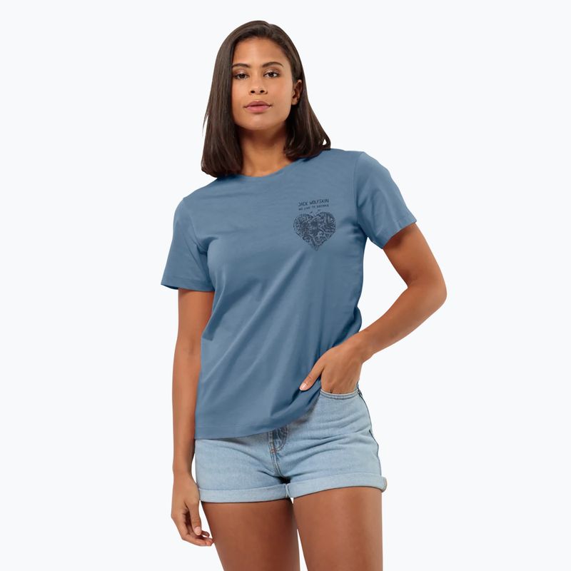 T-shirt Jack Wolfskin da donna Discover Heart blu elementare