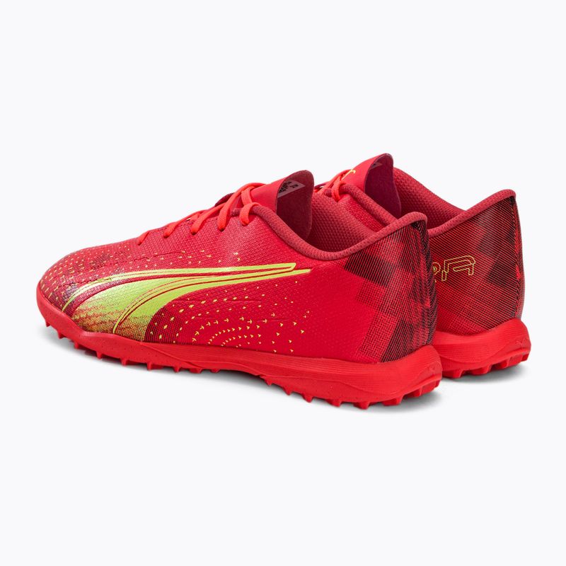 Scarpe da calcio PUMA Ultra Play TT da bambino corallo acceso/luce frizzante/puma nero 3