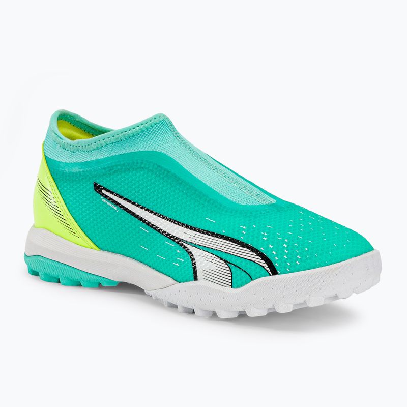 Scarpe da calcio PUMA Ultra Match Ll TT + Mid per bambini, blu elettrico/puma bianco/giallo veloce