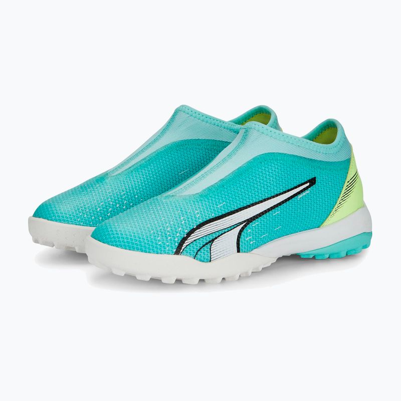 Scarpe da calcio PUMA Ultra Match Ll TT + Mid per bambini, blu elettrico/puma bianco/giallo veloce 10