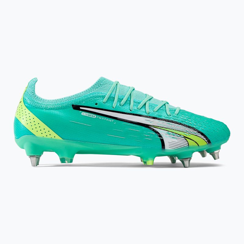 Scarpe da calcio PUMA Ultra Ultimate MXSG da uomo, color piperita elettrica/puma bianca/gialla veloce 2