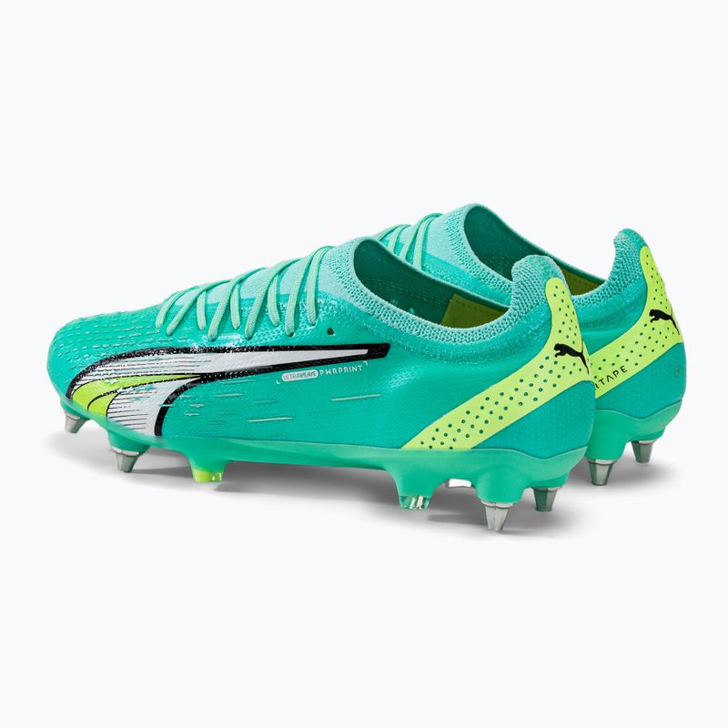 Scarpe da calcio PUMA Ultra Ultimate MXSG da uomo, color piperita elettrica/puma bianca/gialla veloce 3