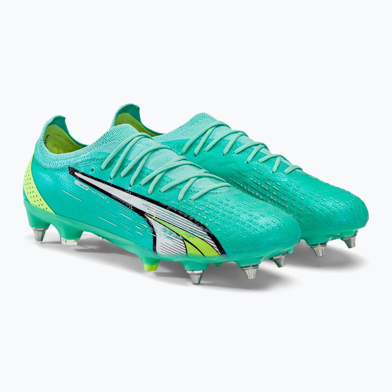 Scarpe da calcio PUMA Ultra Ultimate MXSG da uomo, color piperita elettrica/puma bianca/gialla veloce 4