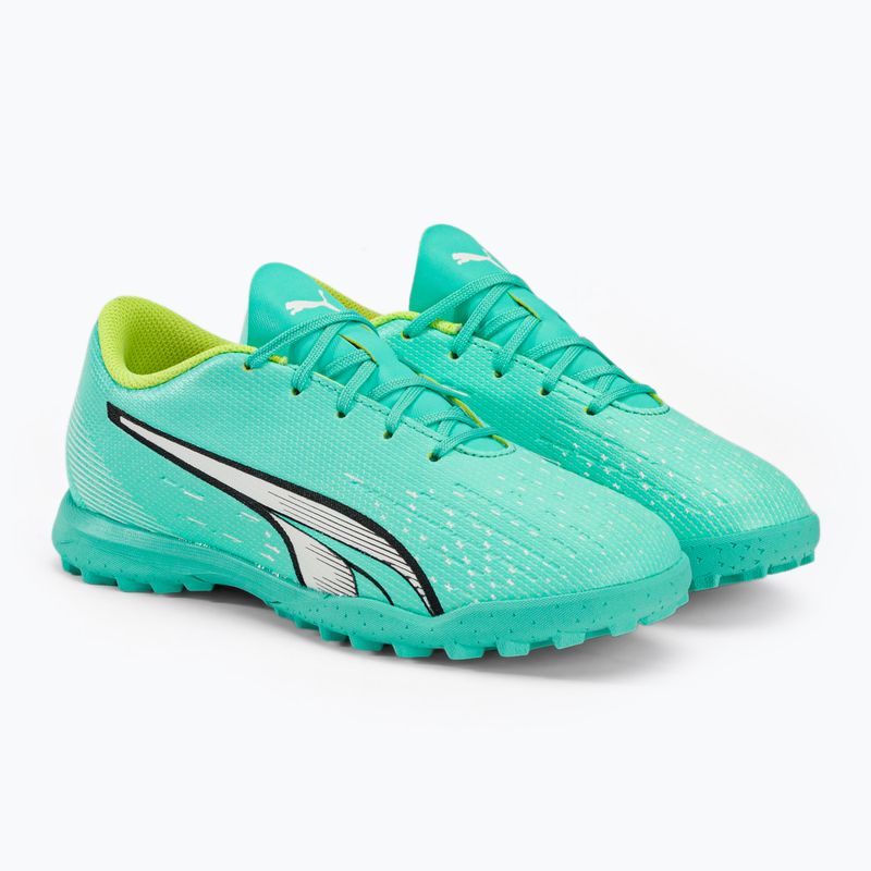 Scarpe da calcio PUMA Ultra Play TT electric peppermint/puma white/fast yellow per bambini 4