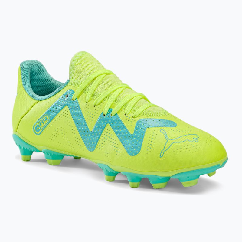Scarpe da calcio per bambini PUMA Future Play FG/AG giallo veloce/puma nero/elettrico menta piperita