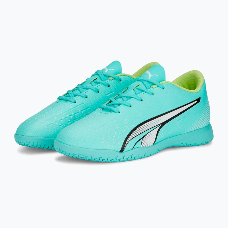 Scarpe da calcio PUMA Ultra Play IT da bambino, color menta piperita elettrica/puma bianca/giallo veloce 10