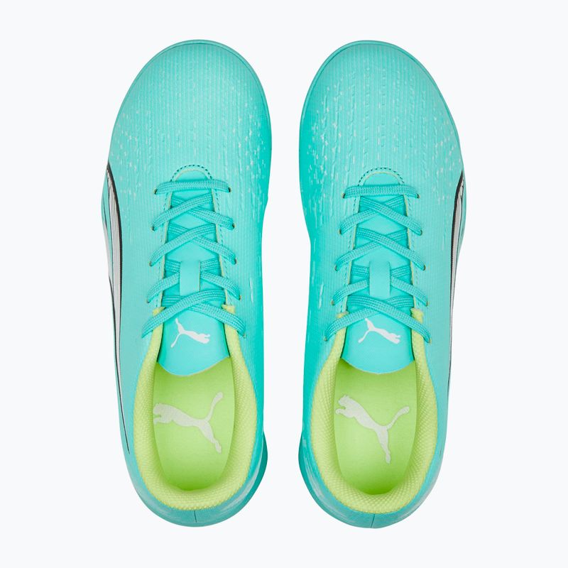 Scarpe da calcio PUMA Ultra Play IT da bambino, color menta piperita elettrica/puma bianca/giallo veloce 13