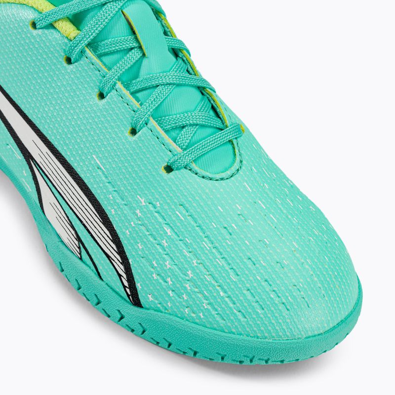 Scarpe da calcio PUMA Ultra Play IT da bambino, color menta piperita elettrica/puma bianca/giallo veloce 7