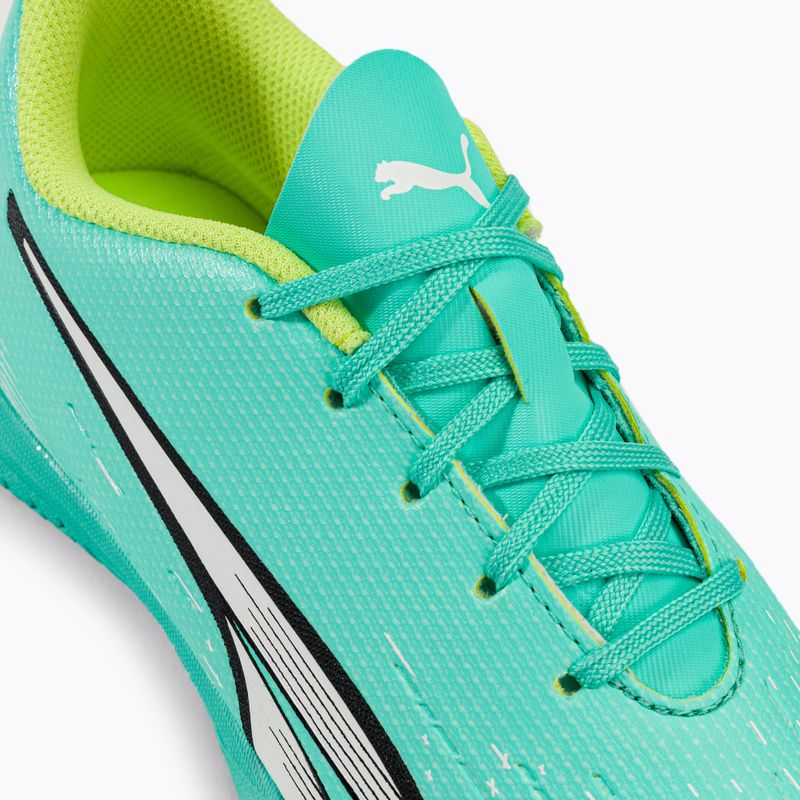 Scarpe da calcio PUMA Ultra Play IT da bambino, color menta piperita elettrica/puma bianca/giallo veloce 8
