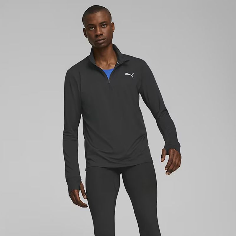 Felpa da running PUMA Run Favorite 1/4 Zip da uomo, nero 3