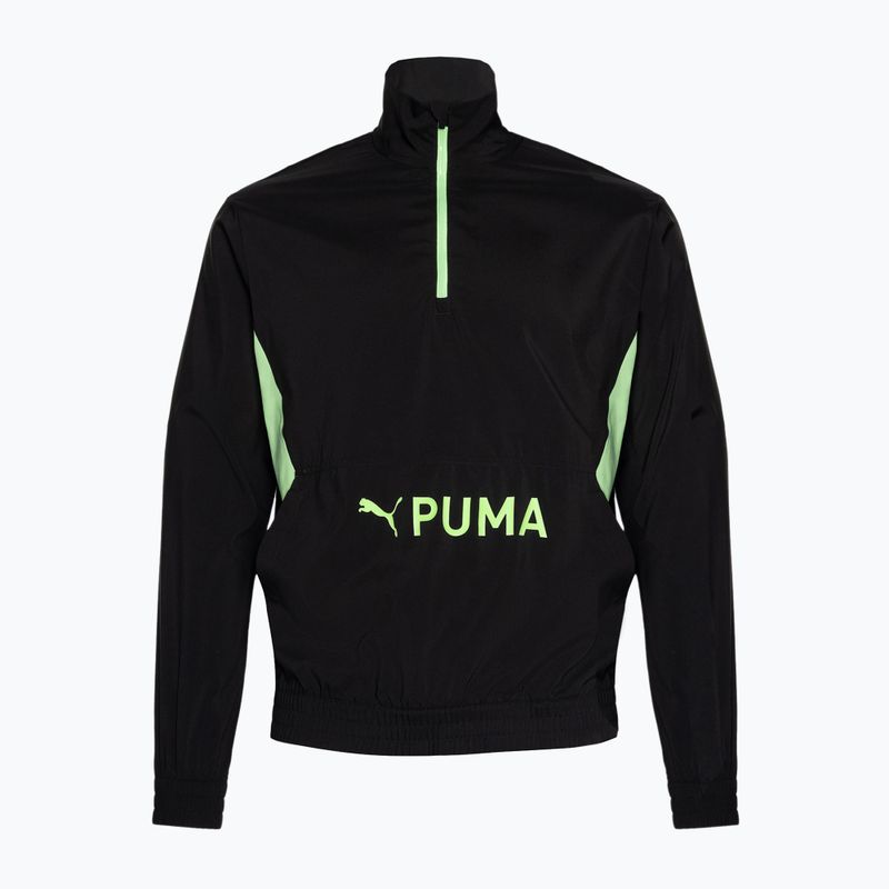 Felpa da allenamento da uomo PUMA Fit Heritage Woven 1/2 Zip puma nero/fizzy lime