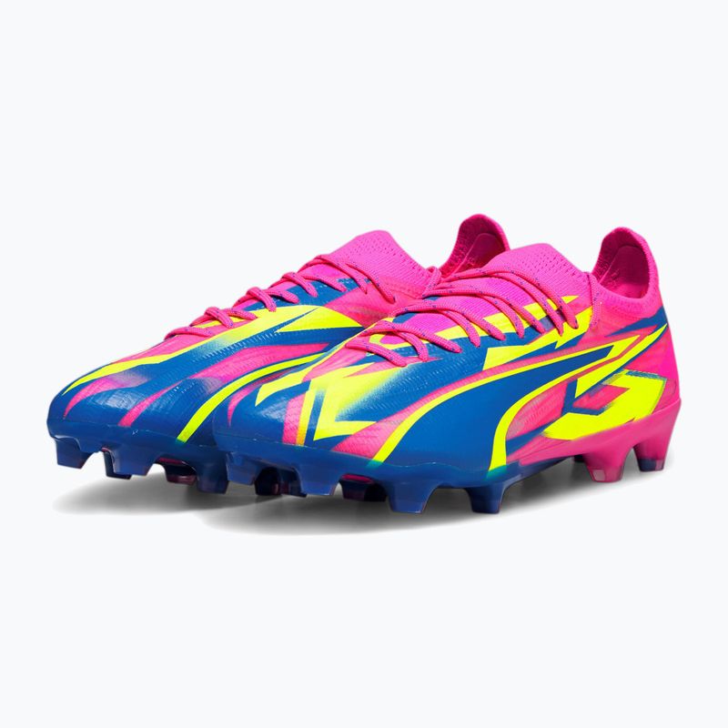 Scarpe da calcio da uomo PUMA Ultra Ultimate Energy FG/AG rosa luminoso/ultra blu/giallo allerta 13