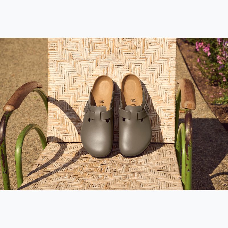 BIRKENSTOCK infradito Boston NL regolare in pelle liscia grigio cemento 6