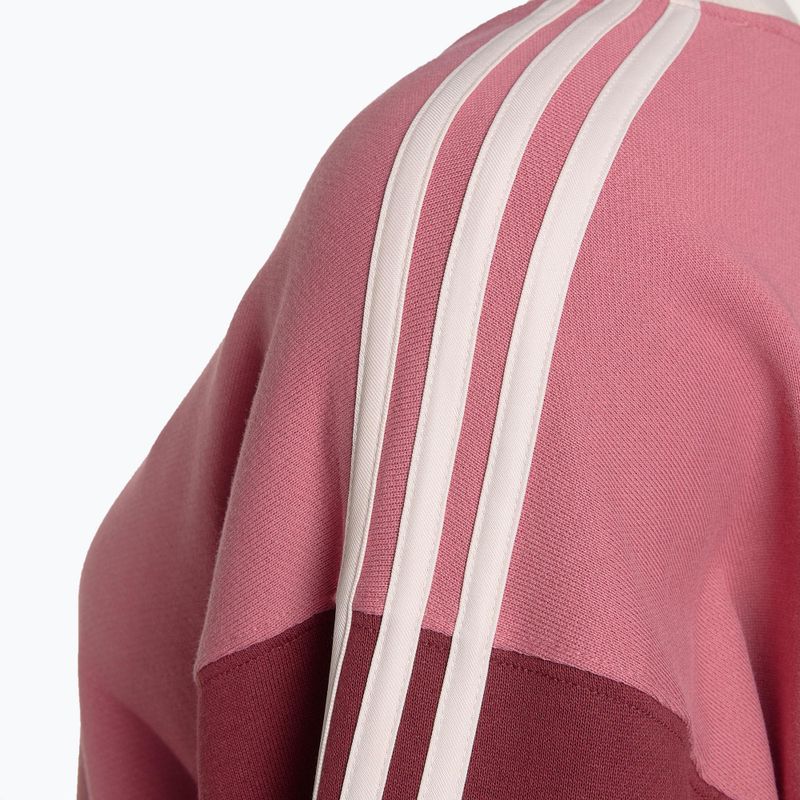 Felpa adidas Essentials 3-Stripes Crop rosa strata/shadow red/bliss pink/wonder quartz da donna 3