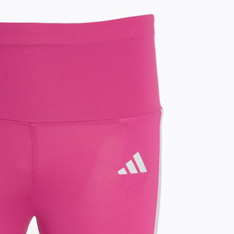 Leggings per bambini adidas Essentials Aerorady 3-Stripes a vita alta semi lucidi fucsia/bianco 3