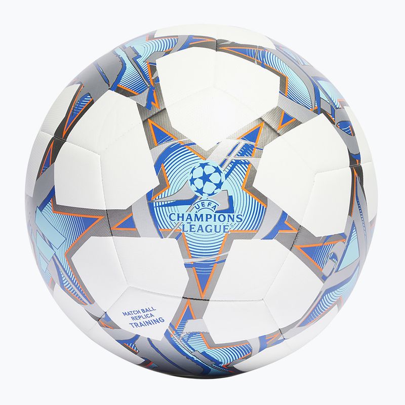 Adidas UCL formazione calcio 23/24 bianco / argento metallico / ciano brillante / royal dimensioni 4