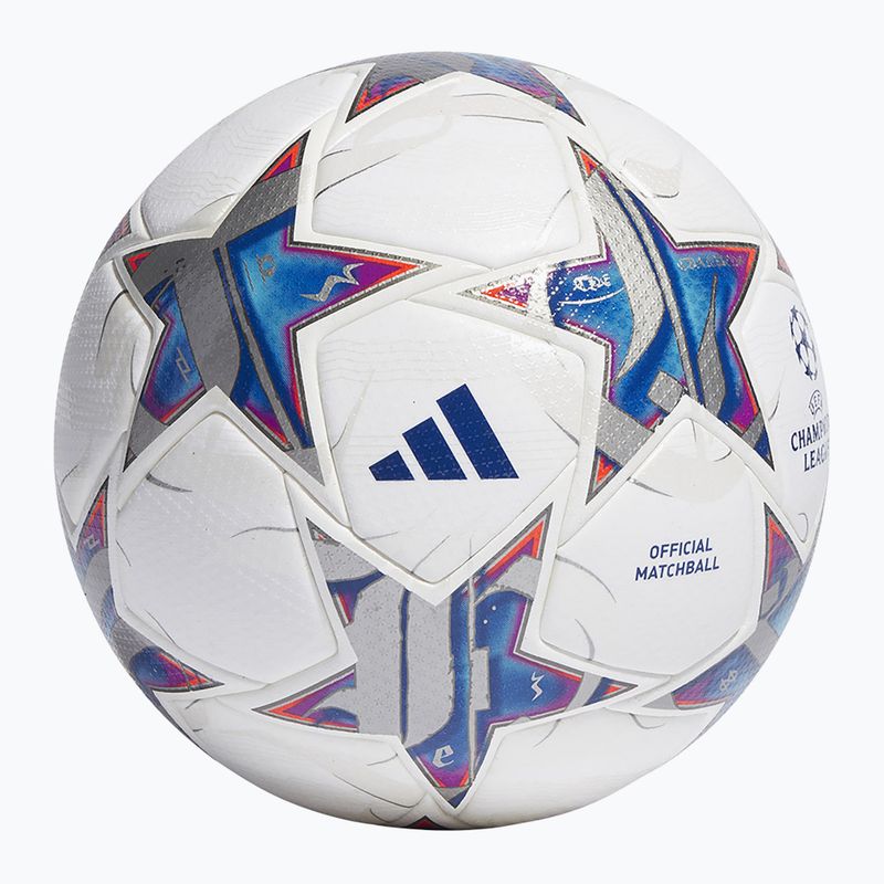adidas UCL PRO 23/24 calcio bianco / argento metallico / ciano brillante / blu reale dimensioni 5