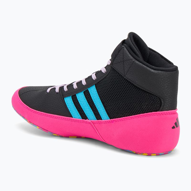 Scarpe da boxe adidas HVC core black/signal cyan/yellow 3