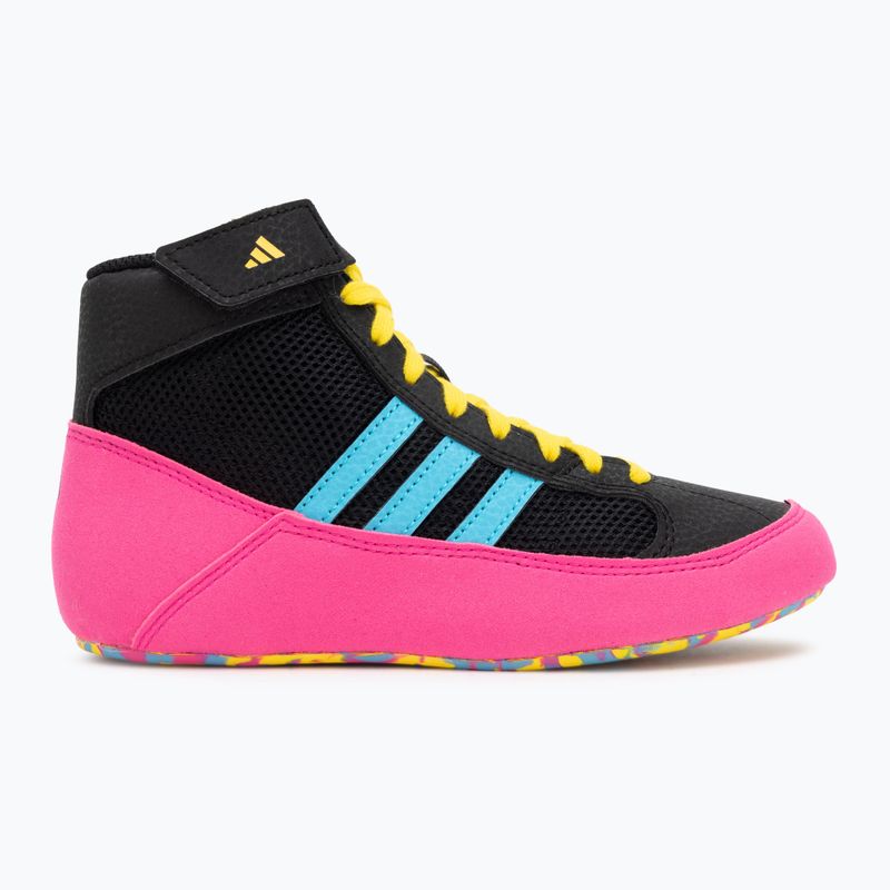 Scarpe da boxe per bambini adidas Havoc core black/signal cyan/yellow 2