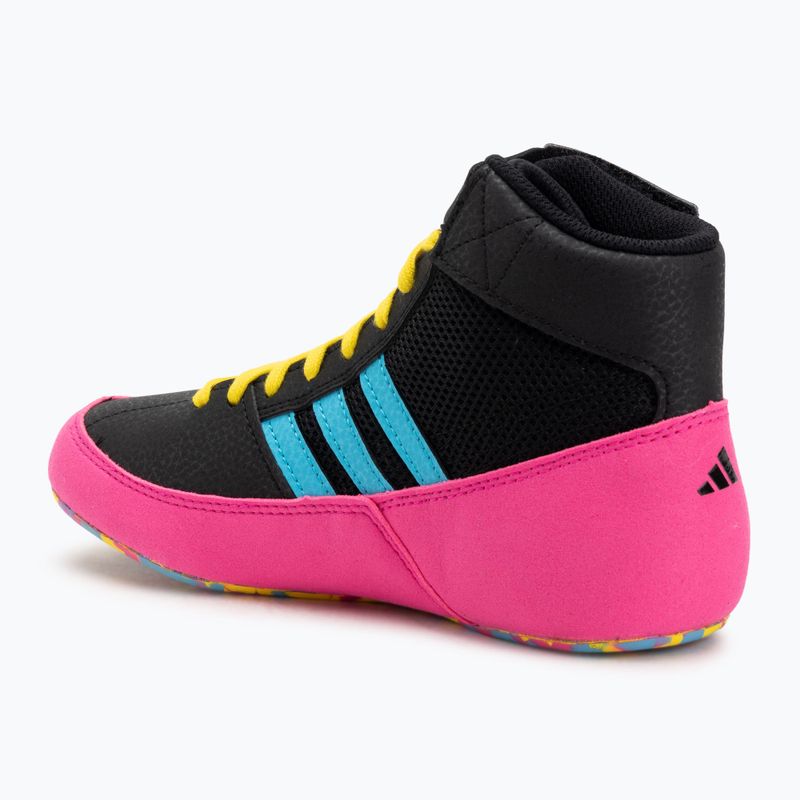 Scarpe da boxe per bambini adidas Havoc core black/signal cyan/yellow 3