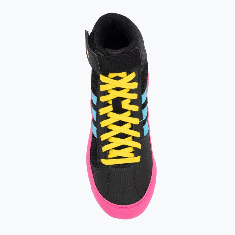 Scarpe da boxe per bambini adidas Havoc core black/signal cyan/yellow 5