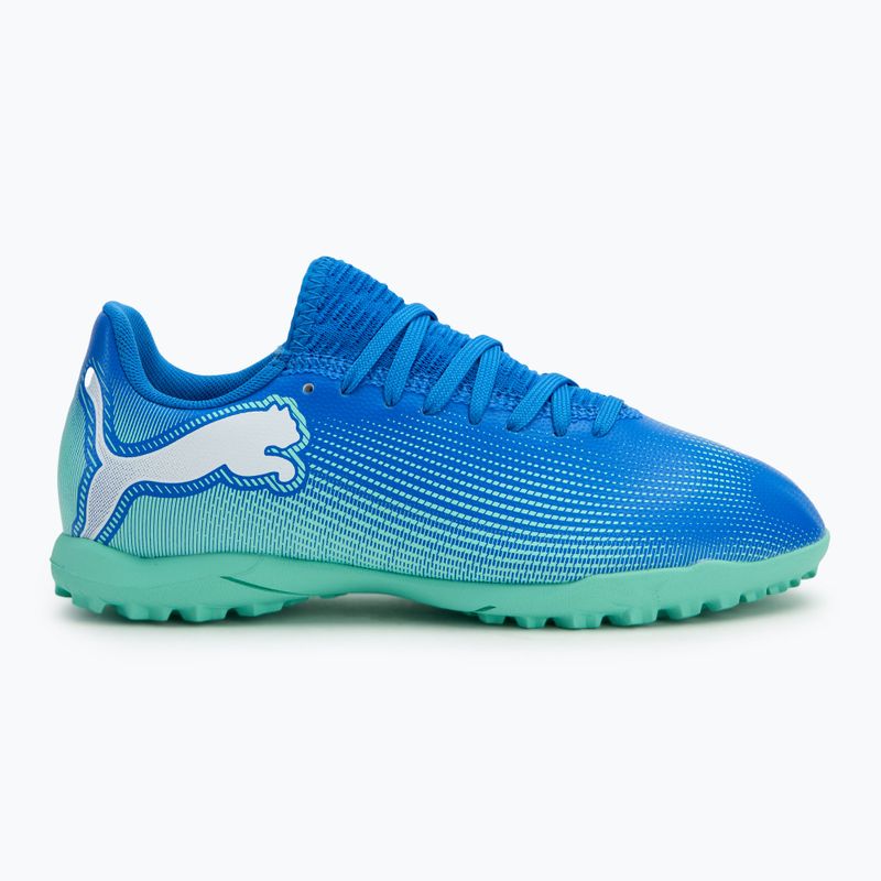 PUMA Future 7 Play TT Jr scarpe da calcio bambino hyperlink blu/menta/puma bianco 2