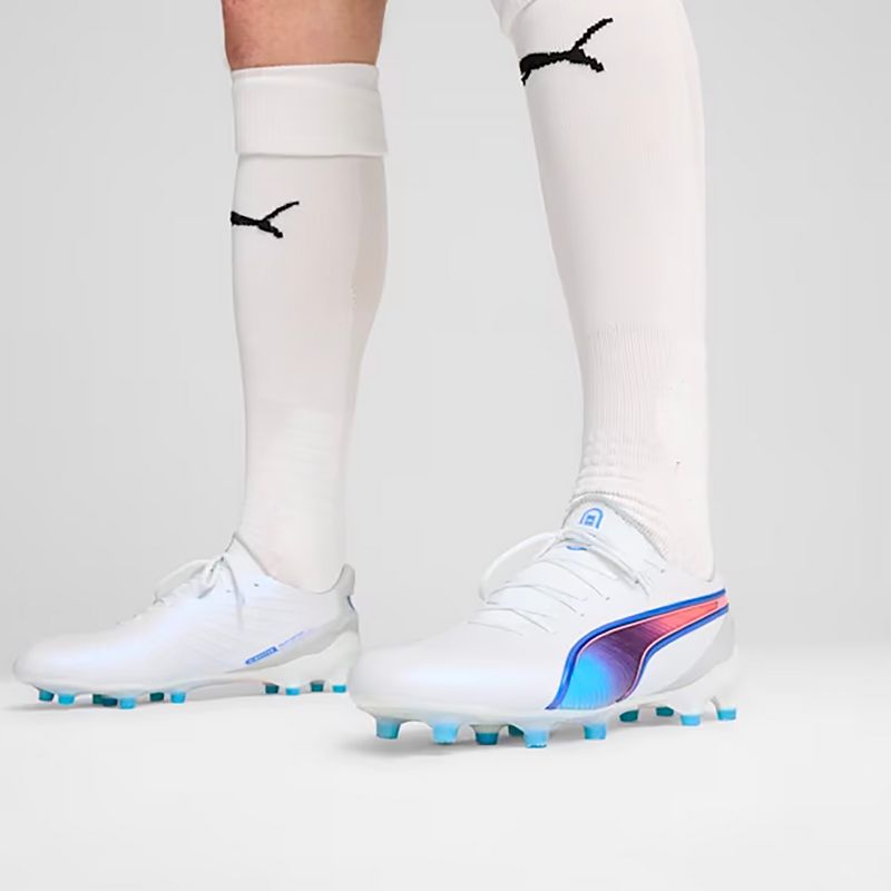 PUMA King Ultimate FG/AG scarpe da calcio puma bianco/bluemazing/grigio chiaro/tramonto 4
