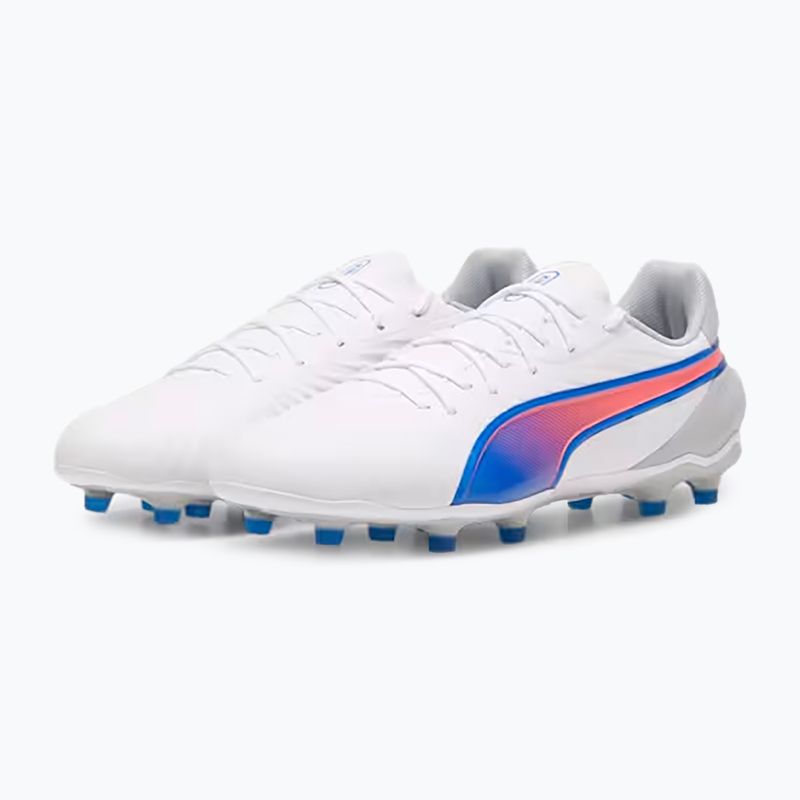 PUMA King Match FG/AG scarpe da calcio puma bianco/bluemazing/grigio chiaro/tramonto 8
