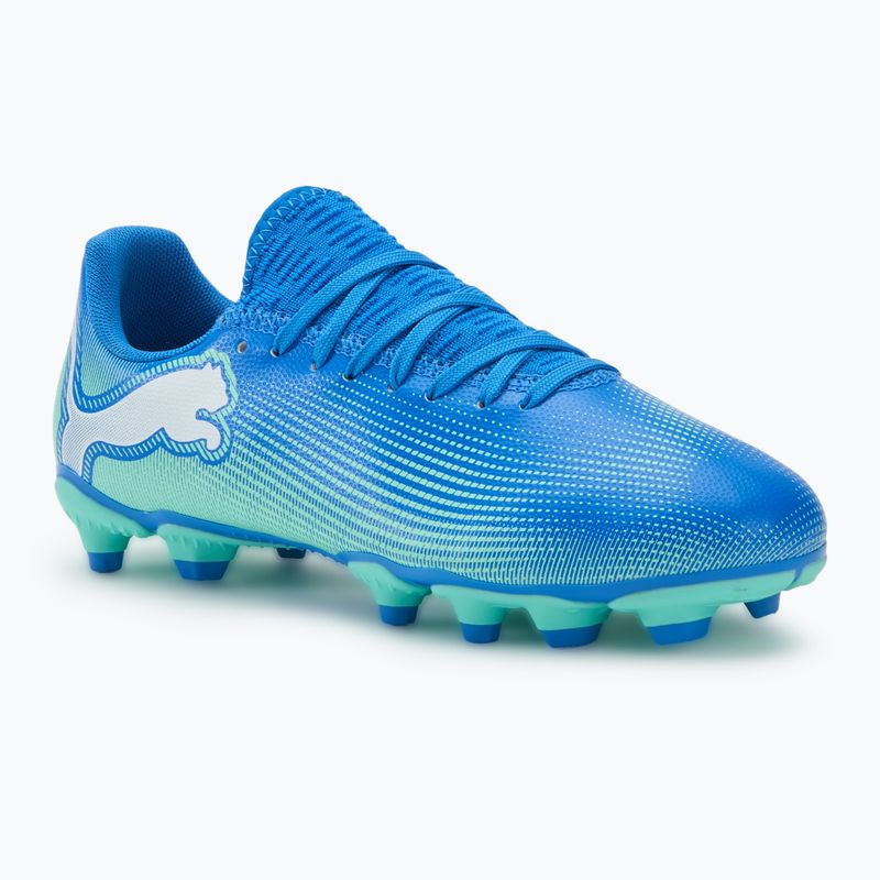 PUMA Future 7 Play FG/AG Jr bambini scarpe da calcio hyperlink blu / menta / puma bianco