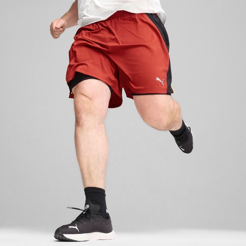 Pantaloncini da corsa PUMA Run Favorite Velocity Woven 2IN1 da uomo rosso mars/ nero puma 5