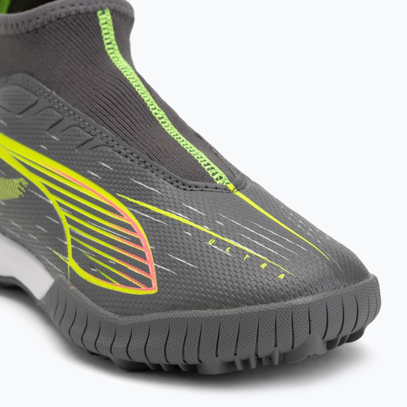 PUMA Ultra 5 Match+ LL TT + Mid Jr opaco argento invecchiato/allarme giallo/puma argento invecchiato scarpe da calcio per bambini 7