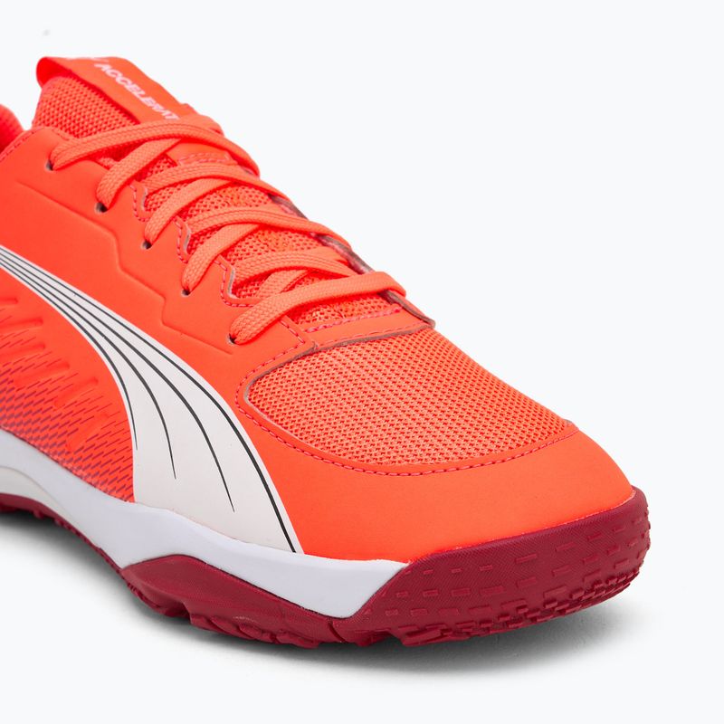 PUMA Accelerate Jr scarpe da pallamano per bambini rosso/bianco/cremisi scuro/nero 7