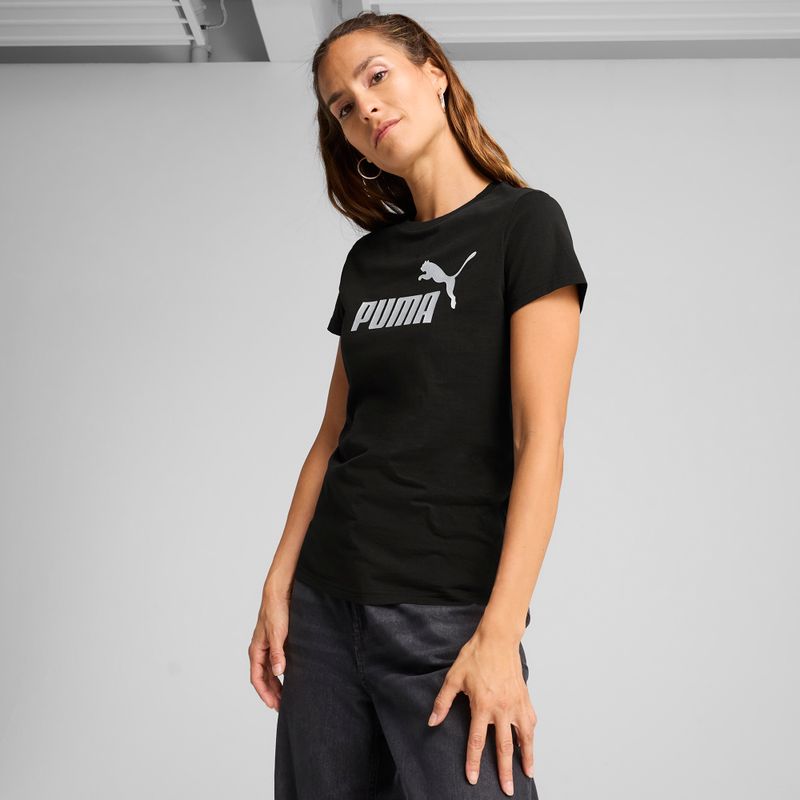 Donna PUMA ESS Metallic No. 1 Logo Tee puma nero/argento metallico 3