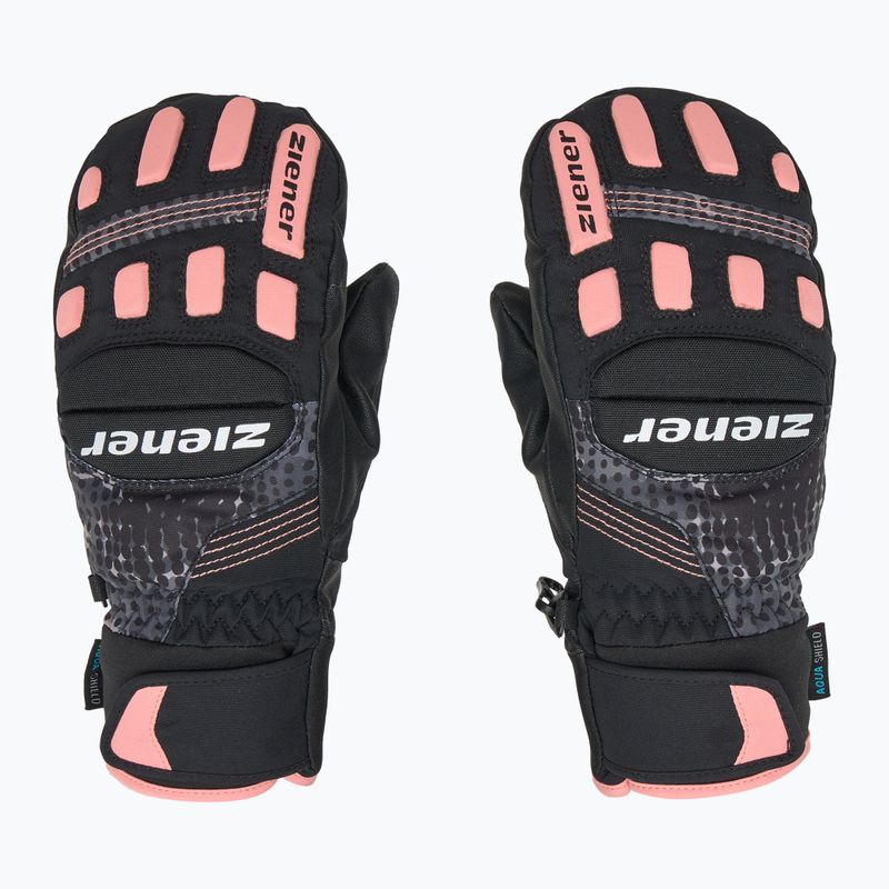 ZIENER Guanti da sci per bambini Luron Aquashield PR Mitten nero/rosa vani 3