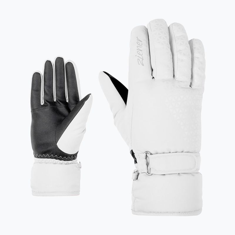 Guanti da sci da donna ZIENER Kisar Aquashield bianco 2