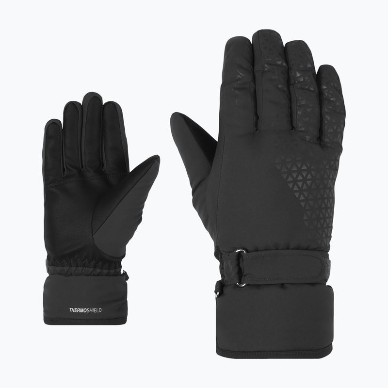 Guanti da sci da donna ZIENER Kisar Aquashield nero