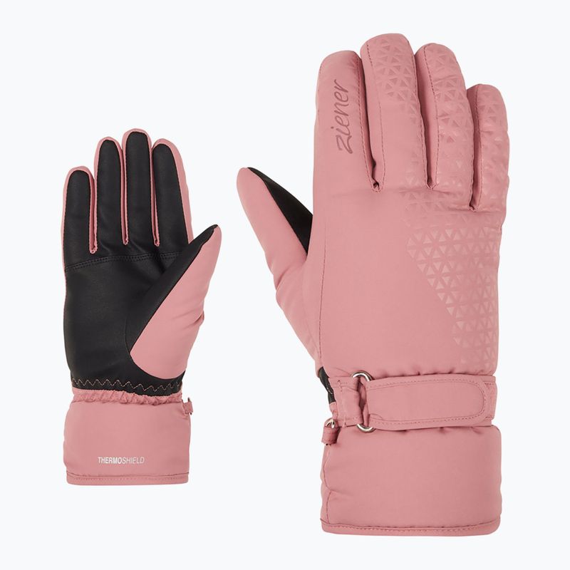 Guanti da sci da donna ZIENER Kisar Aquashield rose blossom