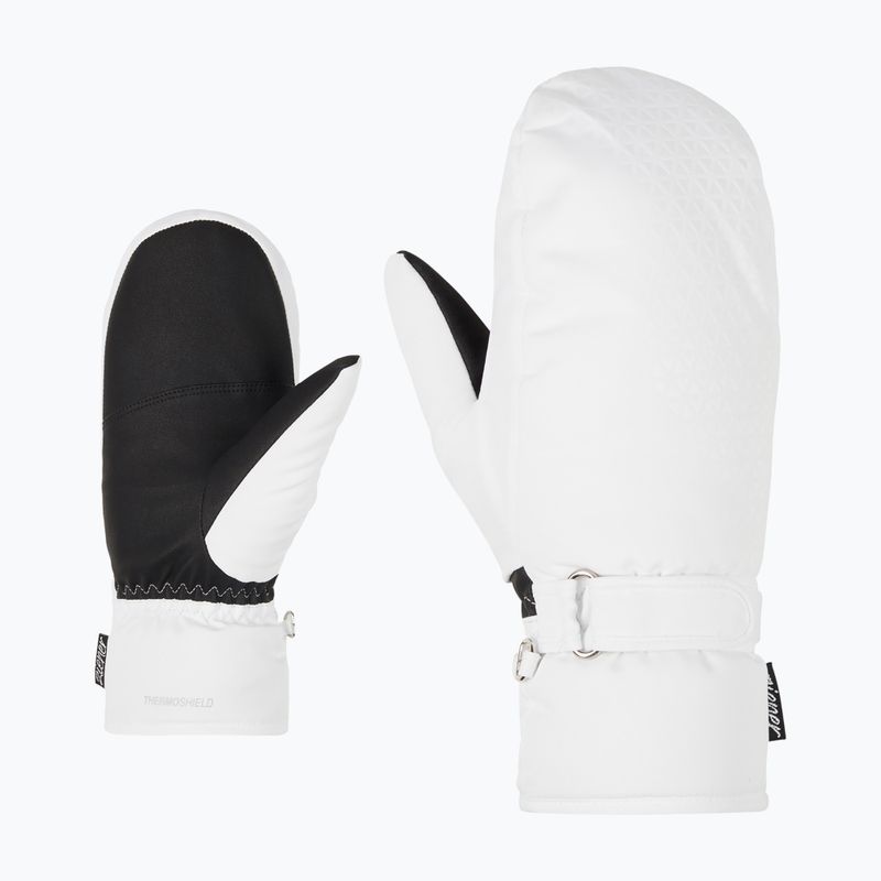 Guanti da sci da donna ZIENER Kisar Aquashield Mitten bianco