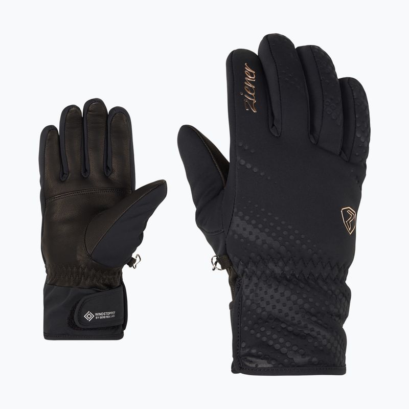 Guanti da sci da donna ZIENER Karoi WS PR nero/rosa metallizzato 6