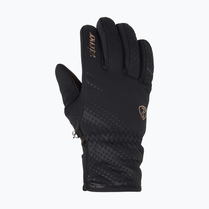Guanti da sci da donna ZIENER Karoi WS PR nero/rosa metallizzato 7