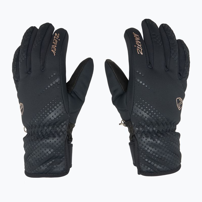 Guanti da sci da donna ZIENER Karoi WS PR nero/rosa metallizzato 3