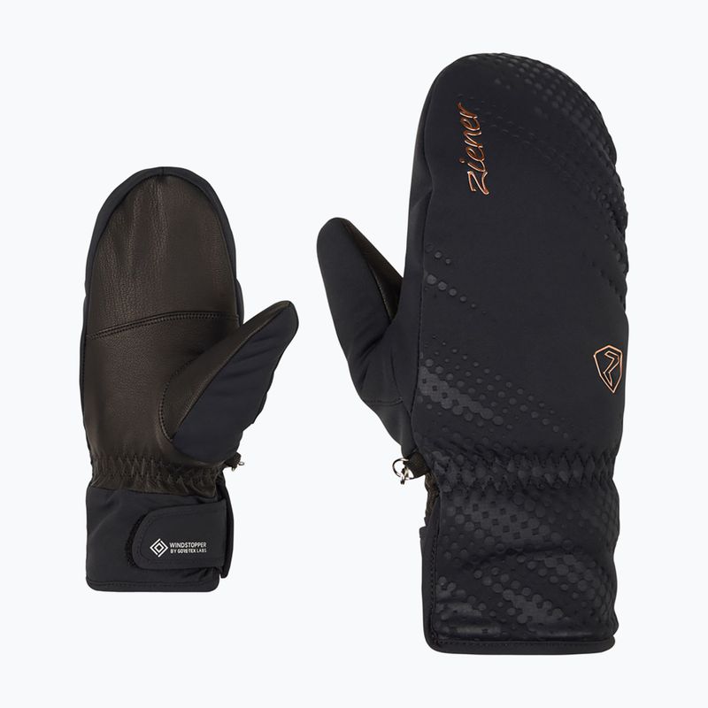Guanti da sci da donna ZIENER Karoia WS PR Mitten nero/rosa metallizzato 7
