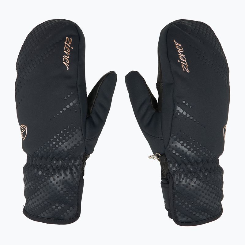 Guanti da sci da donna ZIENER Karoia WS PR Mitten nero/rosa metallizzato 3