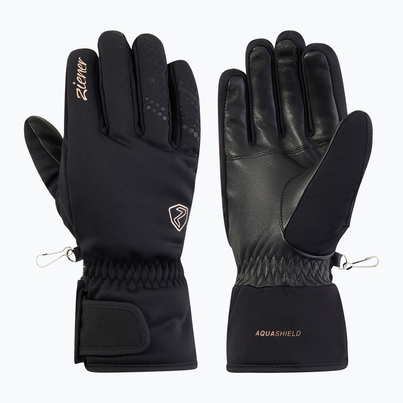 Guanti da sci da donna Ziener Kehnia-Z Aquashield PR Glove black/rose metallic