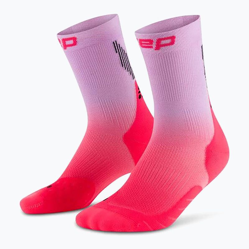 CEP Calze a compressione da donna Run Edt. Gradient Mid Cut Compression 5.0 rosa/lilla sbiadito