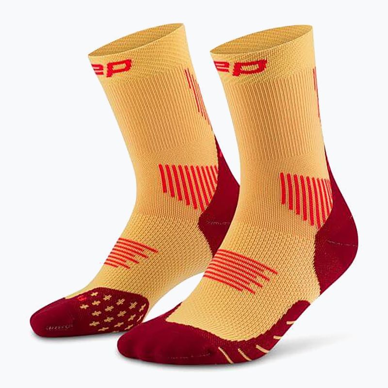 CEP Calzini a compressione da uomo Run Mid Cut 5.0 marigold/bordeaux