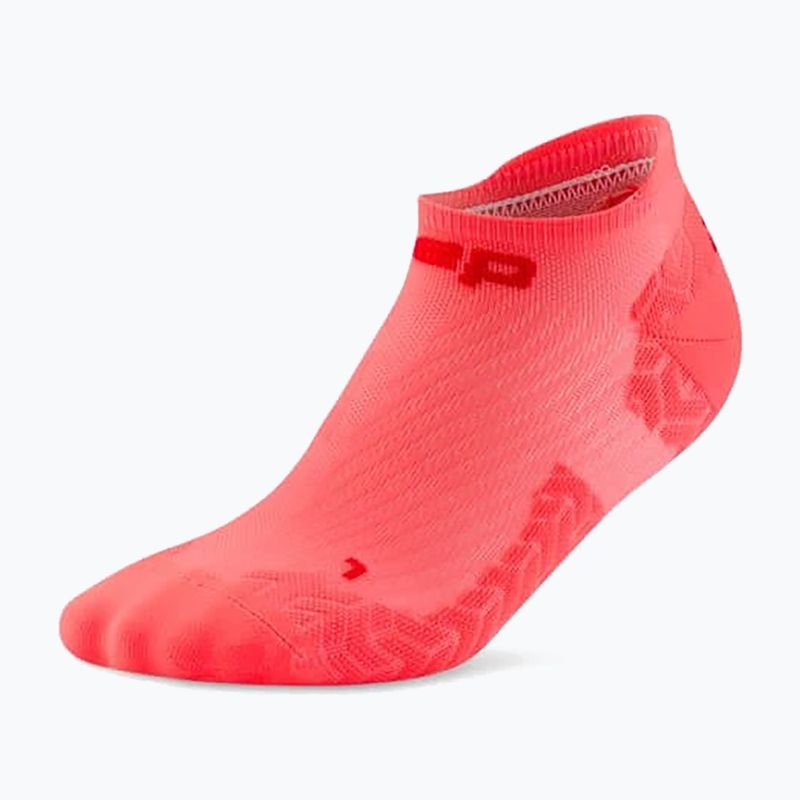 Calze a compressione da uomo CEP Ultralight No Show 4.0 neon coral/red 2
