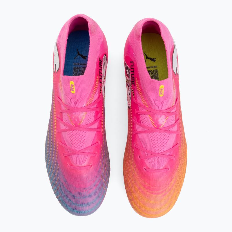 Scarpe da calcio per bambini PUMA Future 9 Pro FG/AG Jr poison pink/puma wht/sun stream/bright aqua/puma blk 5