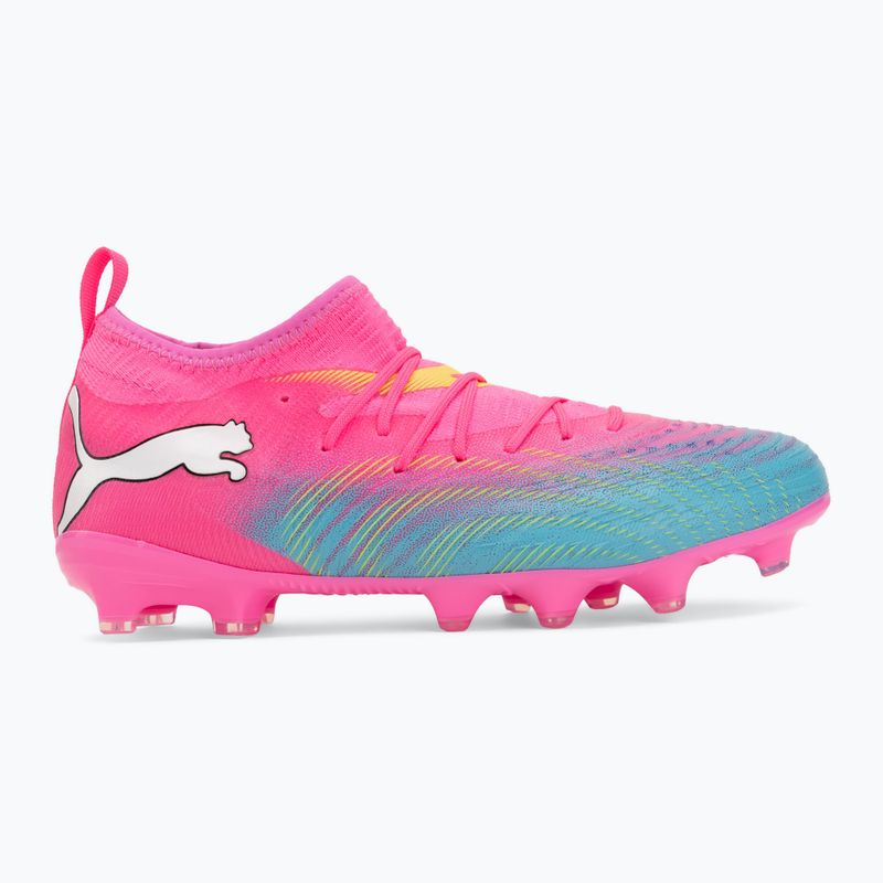 Scarpe da calcio per bambini PUMA Future 9 Match FG/AG Jr poison pink/puma white/sun stream/bright aqua/puma black 2